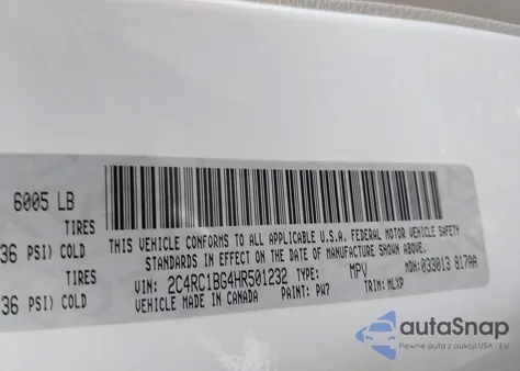 2017 Chrysler Pacifica Touring-L z USA, uszkodzony, nr VIN 2C4RC1BG4HR501232